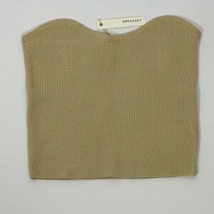 Crescent Crop Top Ribbed Tan Cream Tube- L NWT